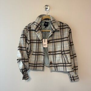 Oat New York Plaid Jacket in Gray and Cream